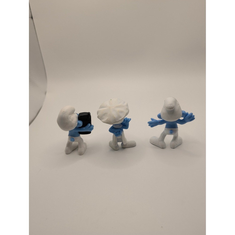 Schleich Smurf Figures Blue 2011 Movie Brainy Chef Clumsy Set of 3 Mcdonalds - Picture 3 of 4